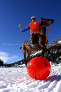 22 February 2004. team Sony. Ice Polo on snow with horses in Cortina, Italy