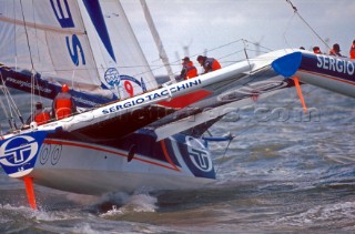 Open 60 fleet racing regatta in Zeebrugge Harbour in Belgium