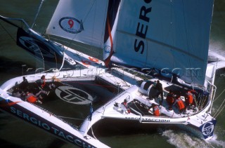 Open 60 fleet racing regatta in Zeebrugge Harbour in Belgium