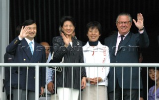Auckland New Zealand - AmericaÕs Cup 2003 Louis Vuitton Cup Semi Final. 16 12 2002 The Japanese Prince Naruito and his wife Princess Masako with Bruno TroublŽ.