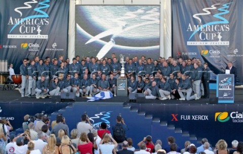 Auckland  New Zealand  03rd March 2003 Americas Cup 2003  Prizegiving Alinghi win the Race Five of t