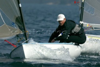 Riva del Garda (ITA) 19 March 2004. Olympic Garda 2004-Eurolymp. Dean Barker NZL. FINN