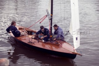 The official river launch of the restored Thames A-Rater Ulva owned by professional racing sailor and classic yacht enthusiast Ossie Stewart.