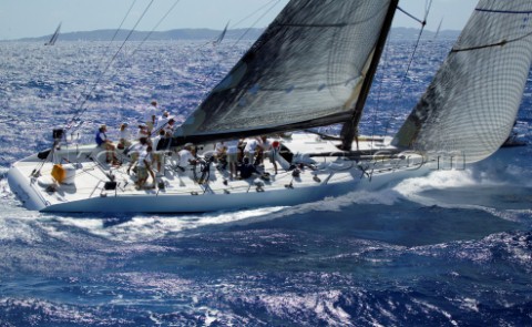 Antigua Race Week 2004 in the Caribbean  Canting keel ballast maxi yacht Morning Glory owned by Hass