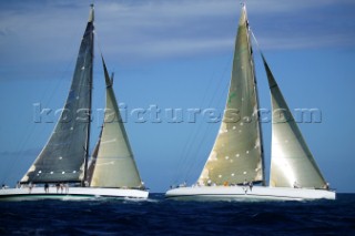 Antigua Race Week 2004 in the Caribbean. . Canting Keel maxis Pyewacket and Morning Glory.