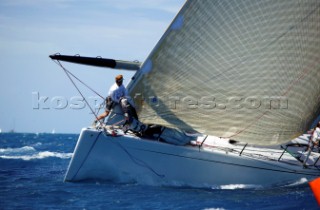 Antigua Race Week 2004 in the Caribbean. . Canting Keel Maxi Pyewacket owned by Roy Disney.