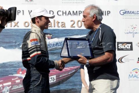 30504 Valletta Malta Wicked Valletta driver Paul Falzon is presented with the Grimaldi ferries prize