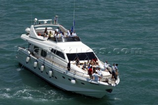 Spectators on a superyacht at the Powerboat P1 World Championships 2004 - Grand Prix of Italy