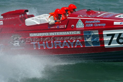 Overall winner of the Evolution Class THURAYA from Rome  Grand Prix of Italy Powerboat P1 World Cham