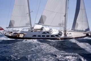 Sailing charter yacht undrer way