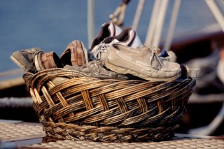 Shoes in a wicker basket