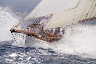 Classic yacht Lady Anne in rough seas.