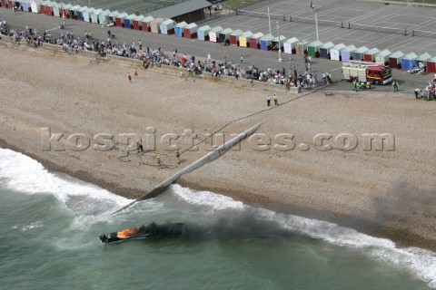 The Powerboat P1 British Grand Prix 2004 in Brighton UK  Fire onboard Flaminia