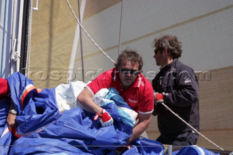Capri  Italy 25 05 04TRE GOLFITROFEO TELECOMItalian actor Claudio Amendola on board of BLUE WING