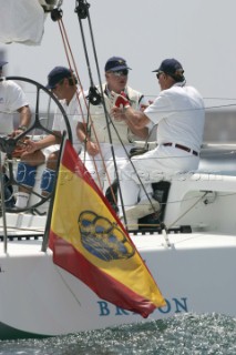 Palma de Maiorca (Spain) - 02nd August 2004. Copa del Rey 2004. King of Spain S.M. JUAN©CarloS de BORBON on board Bribon