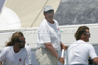 Palma de Maiorca (Spain) - 02nd August 2004. Copa del Rey 2004. King Haralad of Norway on bord FRAM XV.