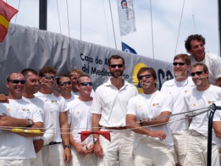 Palma de Maiorca (Spain) - 02nd August 2004. Copa del Rey 2004. Prince of Spain S.A.R. FELIPE de BORBON with CAM crew