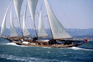 The elegant three masted classic yacht Creole owned by the Gucci sisters