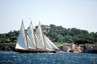 The elegant three masted classic yacht Creole owned by the Gucci sisters