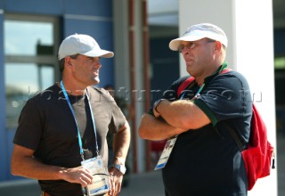 Athens 16 08 2004Olympic Games 2004Finn Americas Cup Skipper RUSSEL COUTTS (NZL) and the finn silver medal in Sydney LUCA DEVOTI (ITA)