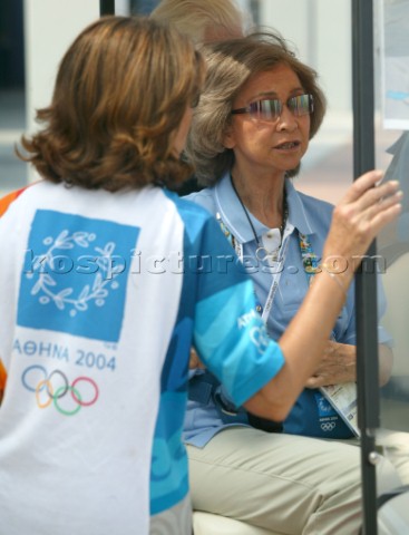 Athens 17 08 2004 Olympic Games 2004 The Quenn of Spain Sophia and the Infanta Cristina in visit at 