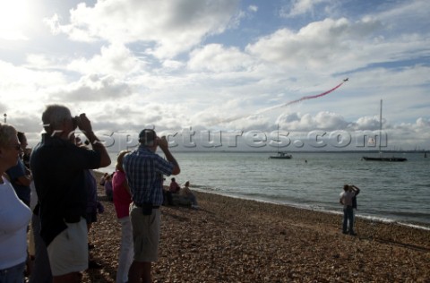 Beach entertainment by the Red Arrows during Cowes Week 2004