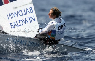 Athens 20 08 2004. Olympic Games 2004  . Laura Baldwin GBR. Europe dinghy