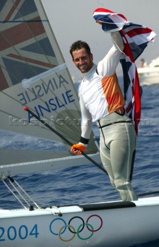 Athens 21 08 2004 Olympic Games 2004   Finn BEN AINSLIE  GBR  Gold Medal in Athens