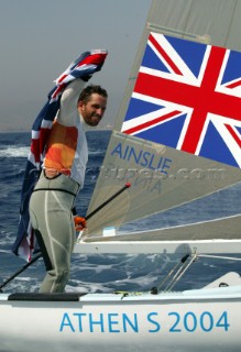 Athens 21 08 2004. Olympic Games 2004  . Finn. BEN AINSLIE  (GBR) . Gold Medal in Athens