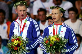 Athens 21 08 2004. Olympic Games 2004  . 470 M. NICK ROGERS - JOE GLANDFIELD (GBR). 4.70 Silver medal in Athens