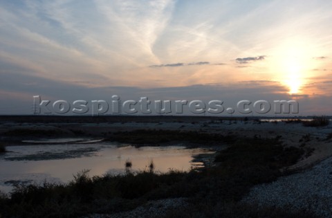 Sunset on saxon shore seasalter marshes Whitstable Kent 