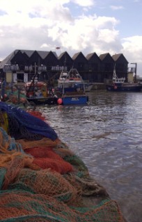 Whitstable Harbour and fishing boats Kent
