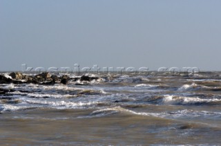 Waves crashes over rock on St Margarets Bay, Dover Kent