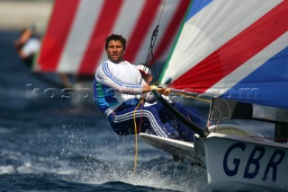 Athens 24 08 2004. Olympic Games 2004  . 49er. DRAPER - HISCOCKS (GBR).