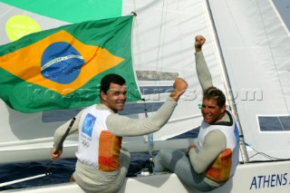 Athens 26 08 2004. Olympic Games 2004  . Star. TORBEN GRAEL - MARCELO FERREIRA (BRA). Gold Medal in the Star Class