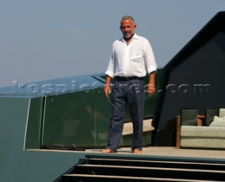 Luca Bassani, founder and owner of Wally Yachts, onboard his new WallyPower superyacht.