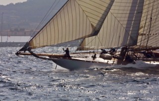 Classic yacht in choppy seas