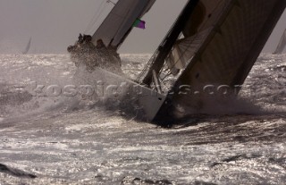 Racing yacht in choppy seas