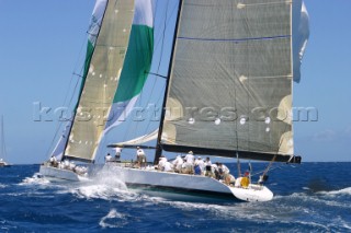 Two maxi yachts sailing during Antigua Race Week 2004