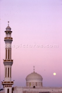 Tower of mosque at sunset, Dubai - United Arab Emirates.