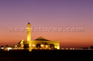 Mosque under colourful sunset sky, Dubai - MosqueUnited Arab Emirates.