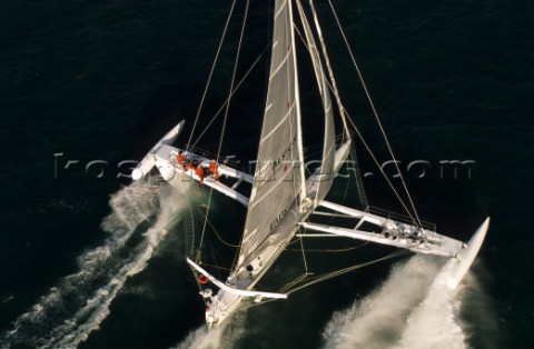 The French foiled trimaran Hydroptere 