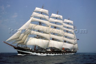 Tall ship Kruzenstern under full sail
