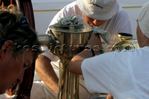 Crew on baord classic yacht Mariquita at Les Regates Royales Cannes FRA September 2004