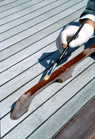 Detail of varnishing hand rail