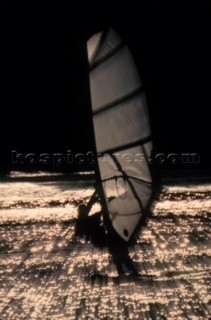 Windsurfer with graphic silhoutte and shadow effect