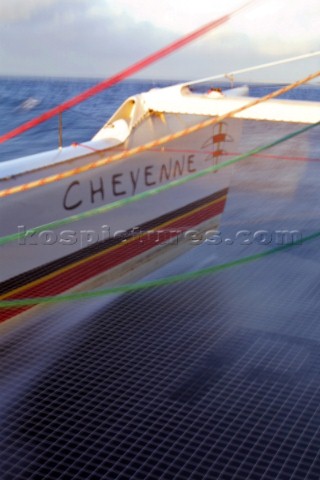 Maxi Catamaran Cheyenne on a 24 hour charge from Plymouth to Antwerp for loading on a ship to the Mi