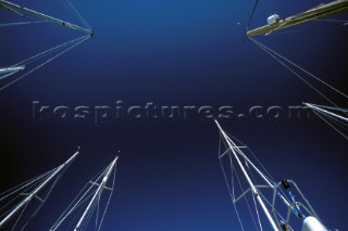 Yacht masts and blue sky