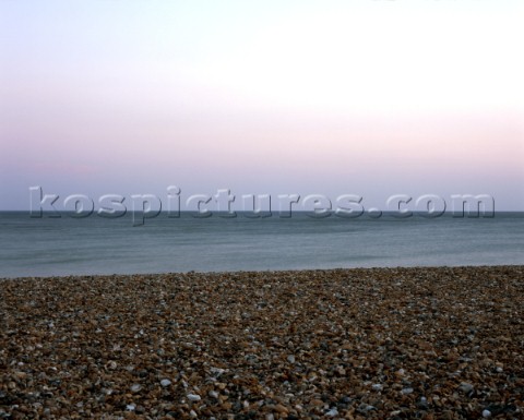 Pebble beach at sunset Worthing West Sussex