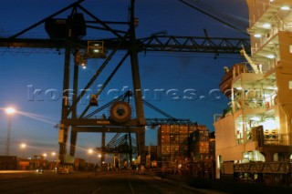 Cranes on the dockside in the Port of Antwerp, Belgium